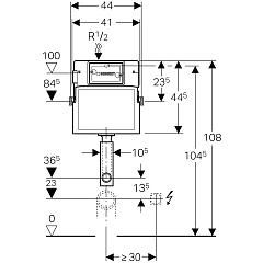 Смывной бачок скрытый Geberit Delta, 12 см, 6/3.5 л 109.100.00.1