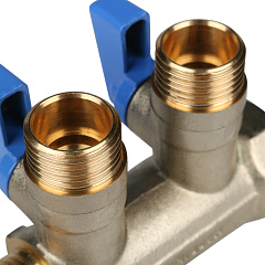 Коллектор Stout с шаровыми кранами 3/4x1/2 с 2 отводами, синий, SMB 6201 341202