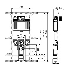 Смывной бачок TECE Uni 2.0 с кронштейнами для подвесного унитаза