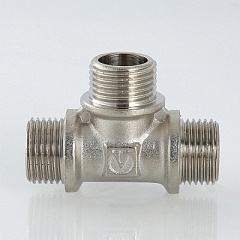Тройник VALTEC 1/2 наружная резьба, никелированная латунь