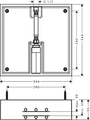 Скрытая часть душа Hansgrohe Raindance Е Air 400x400 26254180