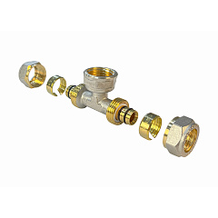 Тройник Valfex для труб PE-RT/Al/PE-RT, обжимной с переходом на ВР 26х3/4х26