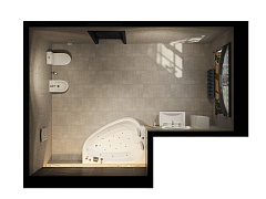 Гидромассажная акриловая ванна 1MarKa One Love L (левая) с каркасом, экраном, RGB-подсветкой, 3 зоны гидромассажа (24 форсунки)