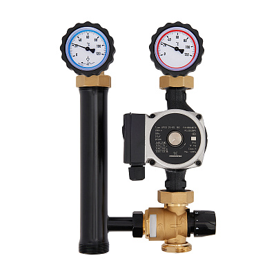Насосная группа HOOBS , DN25, с термосмесителем, с насосом GRUNDFOS UPSO25-65 (20 С…..45 С)