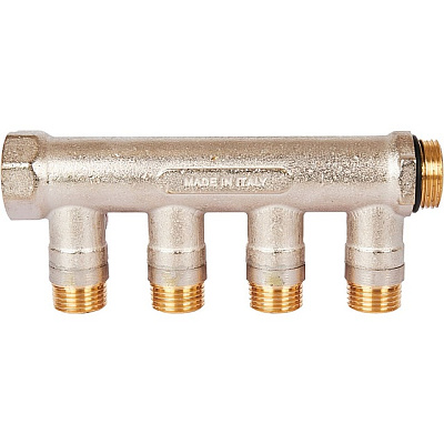 Коллектор Stout с шаровыми кранами 3/4x1/2 с 4 отводами, красный, SMB 6210 341204