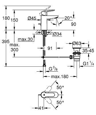 Смеситель для раковины Grohe BauEdge 23328000