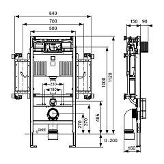 Застенный модуль TECE TECEprofil Uni 2.0 (h=1120) для людей с ограниченной подвижностью