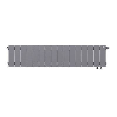 Биметаллический секционный радиатор отопления Royal Thermo PianoForte Silver Satin 200 / 16 секций нижнее правое подключение