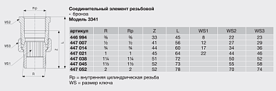 Соединительный элемент Viega резьбовой модель 3341 1 1/2x1 1/2 арт. 447045, бронза