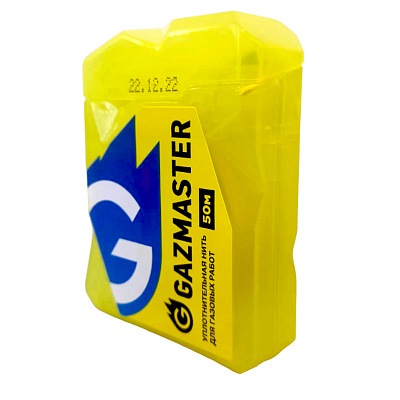 Уплотнительная нить Сантехмастер GAZMASTER газовая 50 метров бокс, блистер