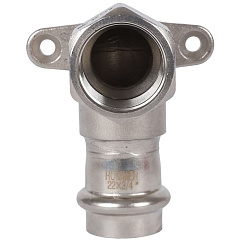 Угольник настенный Rommer с креплением 22х3/4 ВПр-ВР, нержавеющая сталь