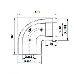 Угол коаксиальный Termica 90 d=60/100мм COU690