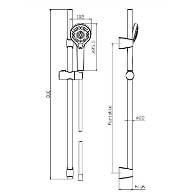 Душевой гарнитур Cersanit NENO (стойка) 3 режима шланг 200 PVC черный