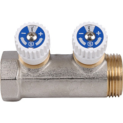Коллектор Stout с регулировочными вентилями 1x1/2 с 2 отводами, SMB 6851 011202