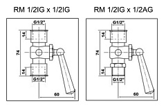 Кран Watts RM 1/2 ВР х 1/2 ВР, для манометра