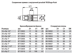 Соединение TECE TECElogo прямое с внутренней резьбой 63 х 2, бронза