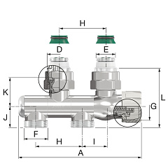 Узел нижнего подключения Flamco VarioCon, цвет хром