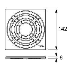 Декоративная решетка TECE TECEdrainpoint S, нержавеющая сталь, 150 мм