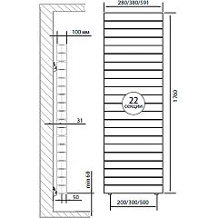 Биметаллический секционный радиатор отопления Royal Thermo PianoForte Tower Bianco Traffico 200 / 22 секций нижнее подключение