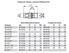Соединение TECE TECElogo прямое с ниппелем 63 х 2, бронза, наружная резьба
