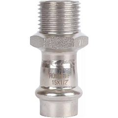 Переходник Rommer пресс 15х1/2, ВПр-НР, нержавеющая сталь