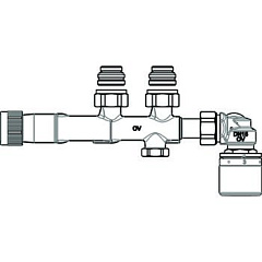 Узел нижнего подключения Oventrop Multiblock T-RTL Rp 1/2 ВР угловой