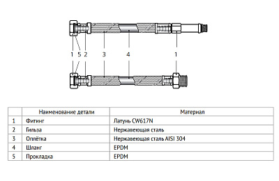 Гибкая подводка UNI-FITT для смесителя МL10х1 - 1/2, 80 см, удл. штуцер, DN 8, оплётка из нержавеющей стали