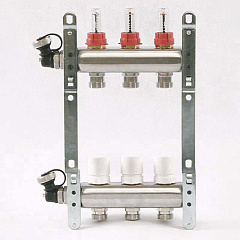 Коллекторная группа UNI-FITT из нерж. стали 450I с термостатическими вентилями и расходомерами 1x3/4 с 3 отводами