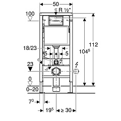Система инсталляции для унитаза Geberit Duofix UP100, H112, для клавиш Delta