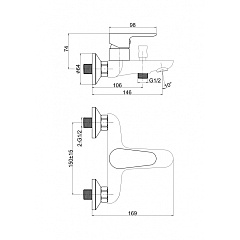 Смеситель для ванны/душа Cersanit CERSANIA, на стену