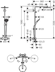 Душевая колонна Hansgrohe Raindance Select Showerpipe S 240 1jet PowderRain 27633000