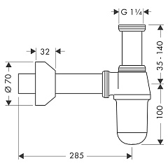 Сифон Hansgrohe упрощённый монтаж 52010000