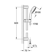 Душевой гарнитур Grohe Tempesta New Cosmopolitan 100, 600 мм, хром (27579002)