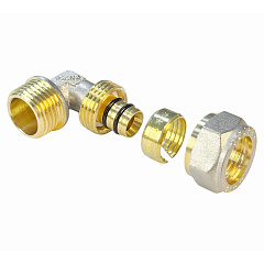 Угольник Valfex для труб PE-RT/Al/PE-RT, обжимной с переходом на НР 16х1/2