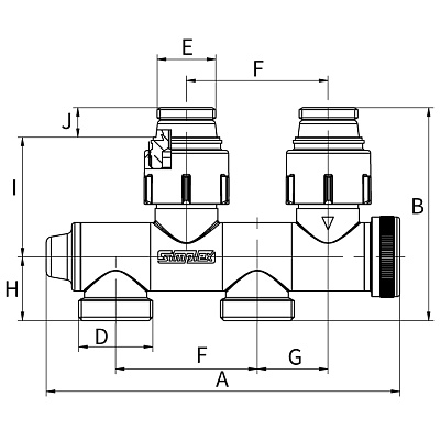 Узел нижнего подключения Flamco U1 c функцией отсечки, слива и заполнения