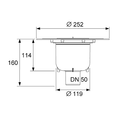 Сифон TECE TECEdrainpoint S DN 50, вертикальный с универсальным фланцем Seal System