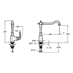 Смеситель для кухни Jacob Delafon CLEO 1889, хром, на мойку