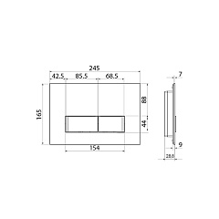 Клавиша смыва IDDIS универсальная, черное стекло, Uniglass, 010