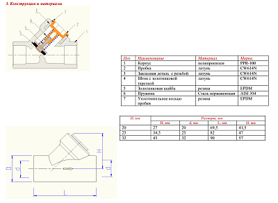 Клапан обратный полипропиленовый VALTEC 25 мм, VTp.716.0.025
