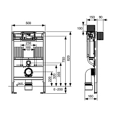 Застенный модуль TECE TECEprofil Uni 2.0 для унитазов-биде, высота 820 мм