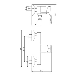 Смеситель для ванны/душа Cersanit NATURE, на стену, без излива