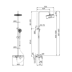 Душевая система IDDIS со смесителем и верхним душем, глянцевый хром, Shelfy