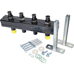 Стальной распределительный коллектор Stout с гидравлическим разделителем DN20 2 контура (с кронштейнами)