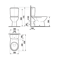 Чаша унитаза Jika BALTIC , без бачка, сиденья и арматуры