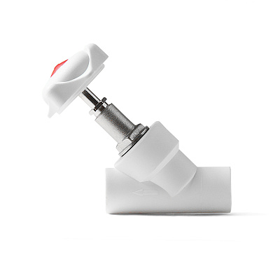 Клапан (вентиль) из полипропилена PRO AQUA PP-R косой белый (20), арт.PA42008