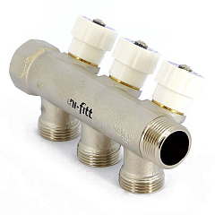 Коллектор UNI-FITT никелированный 402N с вентилями 3/4x3/4 EK с 3 отводами