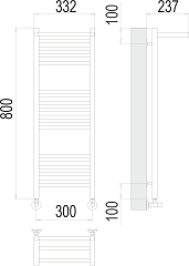 Полотенцесушитель водяной Terminus Аврора с полкой П16 300х800
