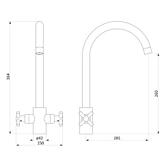 Смеситель для кухни Damixa Neo Classic, графит