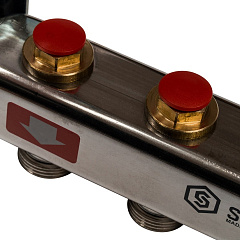 Коллектор Stout из нержавеющей стал с запорными клапанами 1/3/4x8, SMS 0922 000008