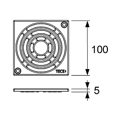 Декоративная решетка TECE TECEdrainpoint S, нержавеющая сталь, 100 мм, с фиксаторами
